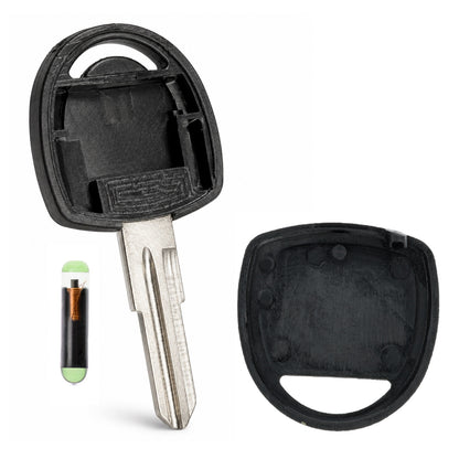 MT-KEY Auto Zünd Schlüssel Rohling GM15 + ID13 Transponder Wegfahrsperre kompatibel mit Isuzu Trooper 96-98 Opel Frontera 96-98