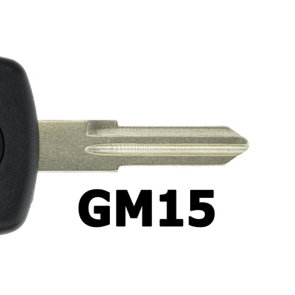MT-KEY Auto Zünd Schlüssel Rohling GM15 + ID13 Transponder Wegfahrsperre kompatibel mit Isuzu Trooper 96-98 Opel Frontera 96-98
