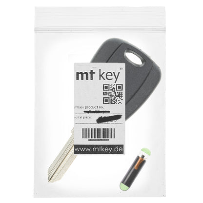 MT-KEY Auto Zünd Schlüssel Rohling GT15R + ID48 Transponder Wegfahrsperre kompatibel mit Fiat Multipla 98-10 Palio 02-07 Punto 188 99-05 Siena 178 Ab 02