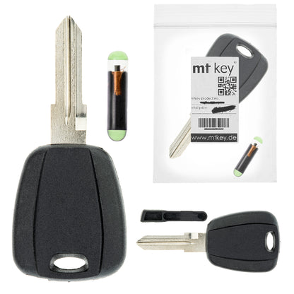 MT-KEY Auto Zünd Schlüssel Rohling GT15R + ID13 Transponder Wegfahrsperre kompatibel mit Fiat Brava 95-97 Bravo 95-97 Cinquecento 97-98 Marea 96-02 Marengo 96-01 Punto I 176 95-99 Seicento 187 97-00