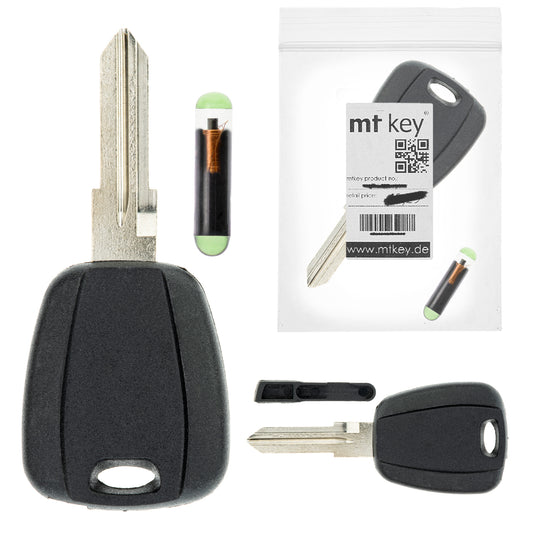 MT-KEY Auto Zünd Schlüssel Rohling GT15R + ID13 Transponder Wegfahrsperre kompatibel mit Fiat Brava 95-97 Bravo 95-97 Cinquecento 97-98 Marea 96-02 Marengo 96-01 Punto I 176 95-99 Seicento 187 97-00