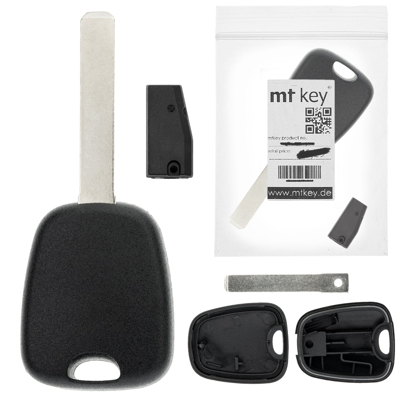 MT-KEY Auto Zünd Schlüssel Rohling VA2 + HITAG AES 128 BIT Transponder Wegfahrsperre kompatibel mit Renault Clio IV 12-19 Twingo III 14-22