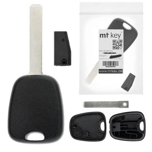 MT-KEY Auto Zünd Schlüssel Rohling VA2 + HITAG AES 128 BIT Transponder Wegfahrsperre kompatibel mit Renault Clio IV 12-19 Twingo III 14-22