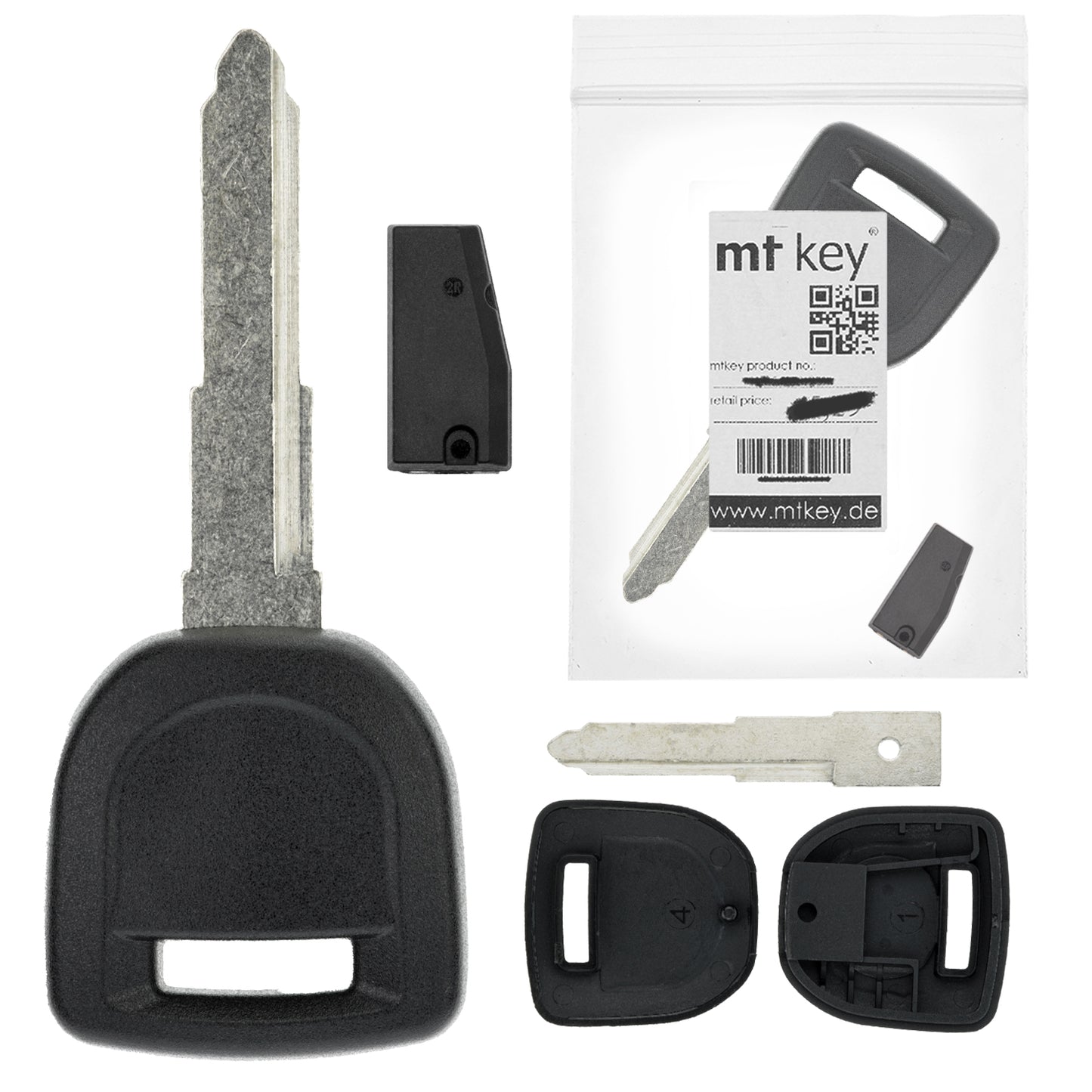 MT-KEY Auto Zünd Schlüssel Rohling MAZ24 + HITAG AES Transponder Wegfahrsperre kompatibel mit Mazda 3 Ab 19 6 Ab 19 Cx-30 Ab 20 Cx-5 Ab 19 Cx-9 Ab 20