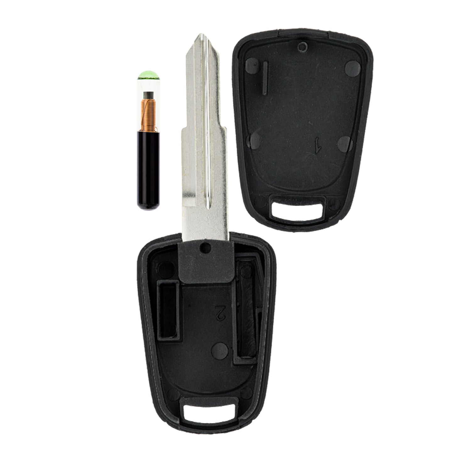 MT-KEY Auto Zünd Schlüssel Rohling DWO4 / DWO5 + ID60 80 Bit T7 Glas Transponder Wegfahrsperre kompatibel mit Chevrolet Nubira Sw J200 04-09 Daewoo Nubira Sw 04-09