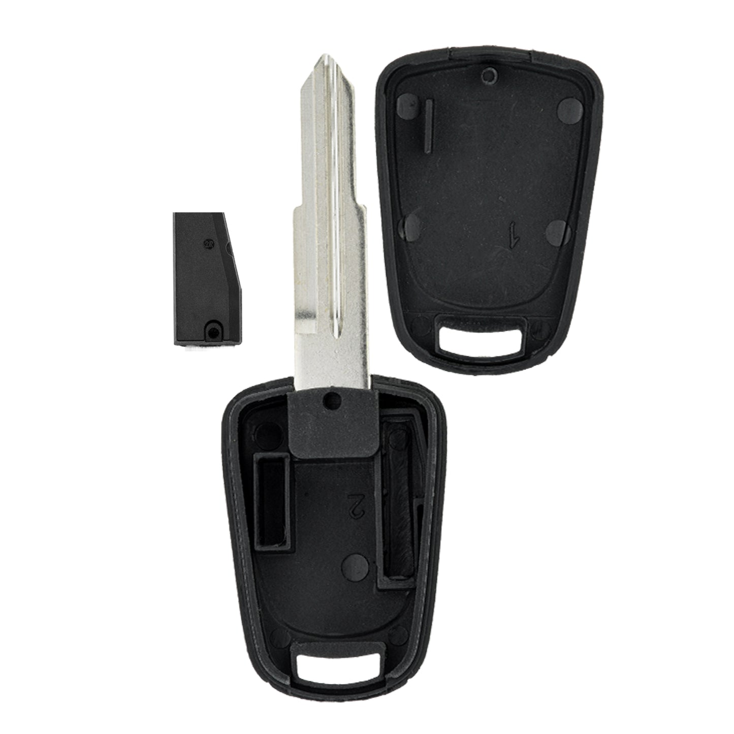 MT-KEY Auto Zünd Schlüssel Rohling DWO4 / DWO5 + ID60 80 Bit T16 Keramik Transponder Wegfahrsperre kompatibel mit Chevrolet Nubira Sw J200 04-09 Daewoo Nubira Sw 04-09