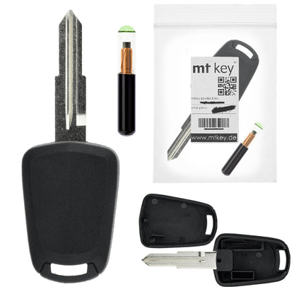 MT-KEY Auto Zünd Schlüssel Rohling DWO4R + ID60 80 Bit T7 Glas Transponder Wegfahrsperre kompatibel mit Chevrolet Epica V250 Ab 06 Evanda V200 03-06 Daewoo Evanda 03-06