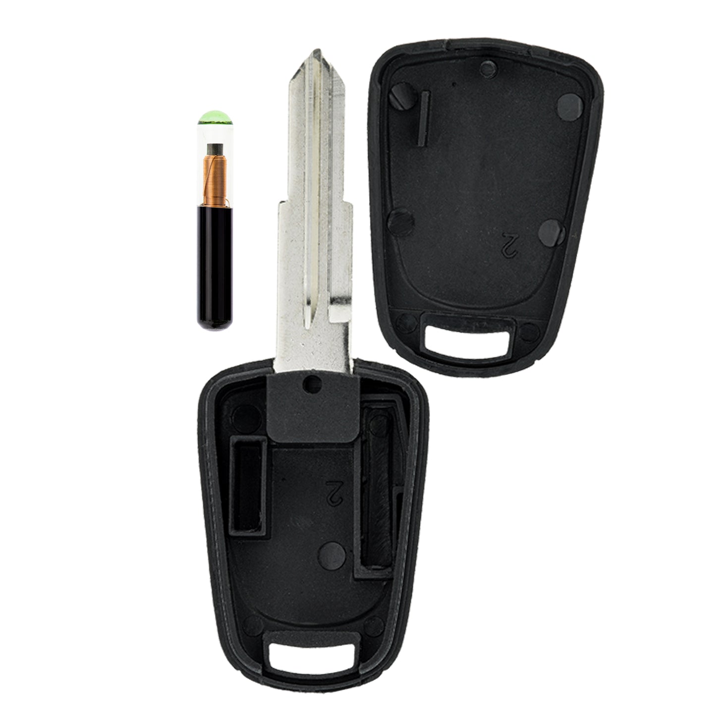 MT-KEY Auto Zünd Schlüssel Rohling DWO4R + ID60 80 Bit T7 Glas Transponder Wegfahrsperre kompatibel mit Chevrolet Epica V250 Ab 06 Evanda V200 03-06 Daewoo Evanda 03-06