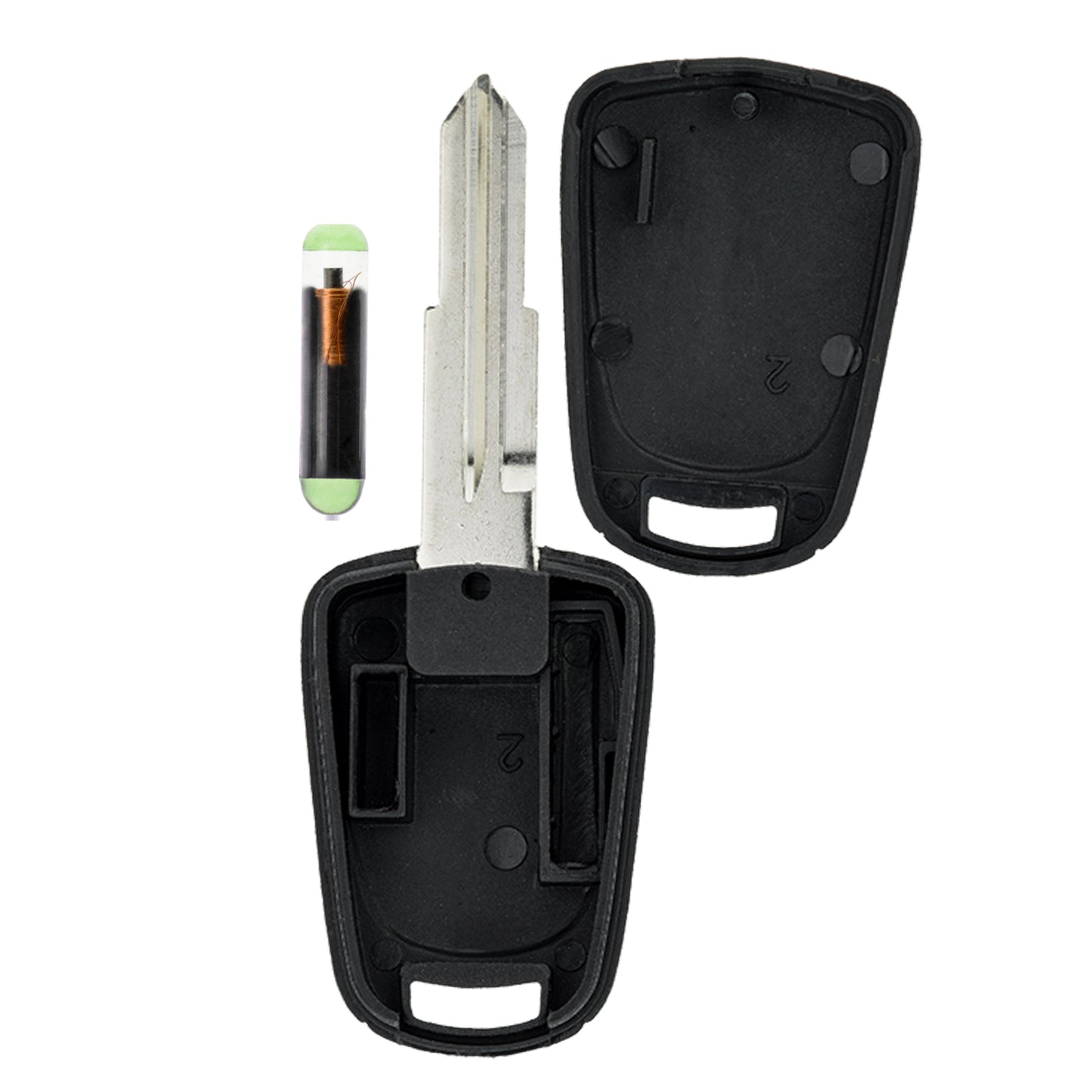MT-KEY Auto Zünd Schlüssel Rohling DWO4R + ID13 Transponder Wegfahrsperre kompatibel mit Chevrolet Epica 04-07 Leganza (Usa) 01-04 Leganza 97-00 Chevrolet Usa Epica 04-07 Daewoo Leganza 97-00