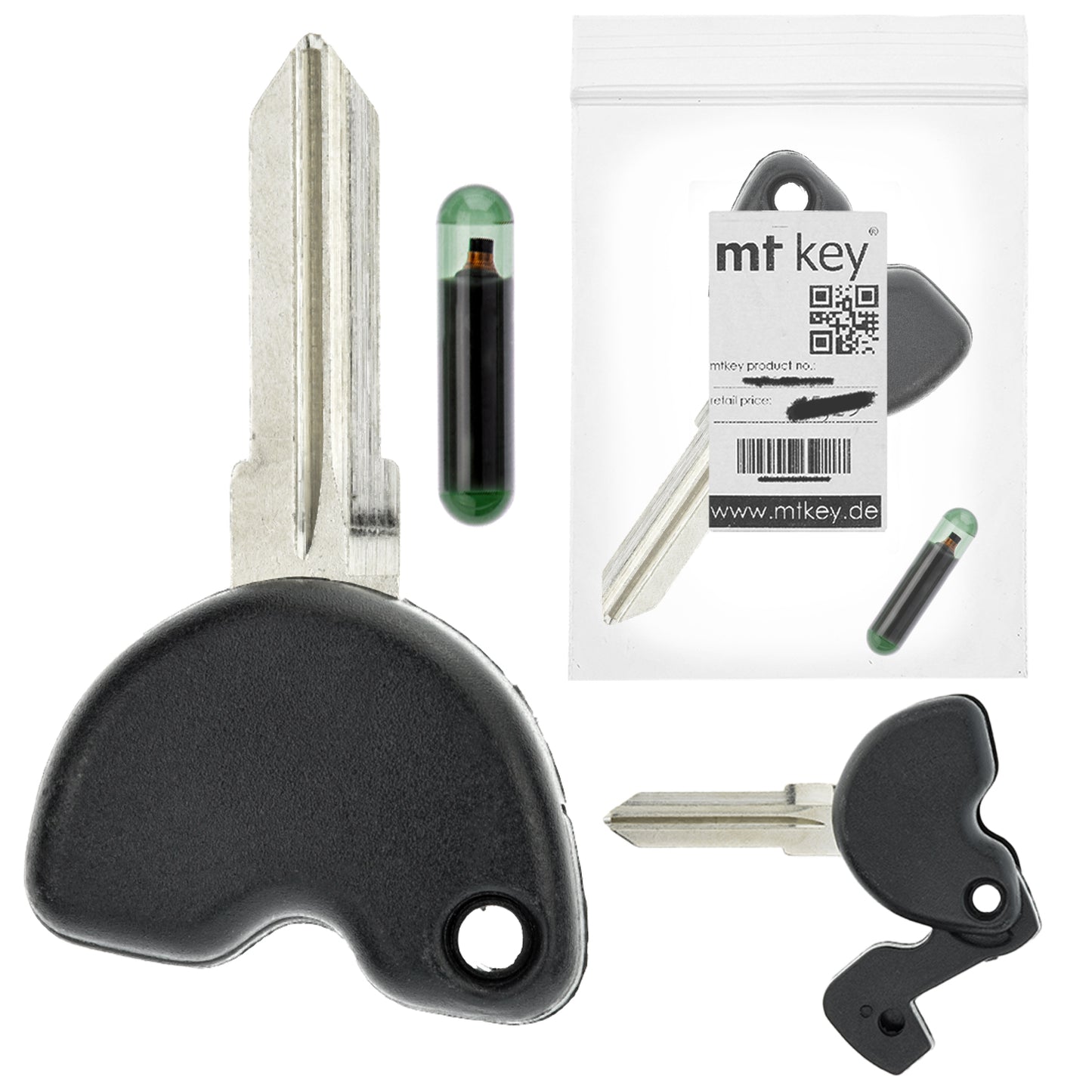 MT-KEY Roller Zünd Schlüssel Rohling Schwarz GT15R + ID11 Transponder kompatibel mit Piaggio Beverly 02-11 Carnaby Ab 09 Fly 09-12 Hexagon Liberty Ab 03 Skipper Vespa Ab 96 X7 07-09 X8 X9 98-07