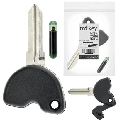 MT-KEY Roller Zünd Schlüssel Rohling Schwarz GT15R + ID11 Transponder kompatibel mit Piaggio Beverly 02-11 Carnaby Ab 09 Fly 09-12 Hexagon Liberty Ab 03 Skipper Vespa Ab 96 X7 07-09 X8 X9 98-07