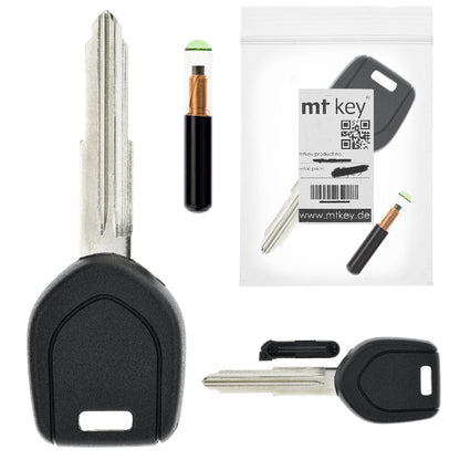 MT-KEY Auto Zünd Schlüssel Rohling MIT8 + ID4C Glas Transponder kompatibel mit Mitsubishi Eclipse D30 Galant EA0 Montero Pajero V20 Shogun Space Gear Ab 96 Space Runner 98-99 Space Wagon N50 98-99