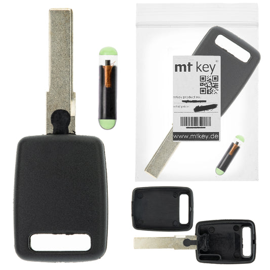MT-KEY Auto Zünd Schlüssel Rohling HU66 + ID48 Transponder kompatibel mit Audi A2 A3 S3 8L A4 S4 A6 S6 A8 S8 Cabrio Coupe TT 8N