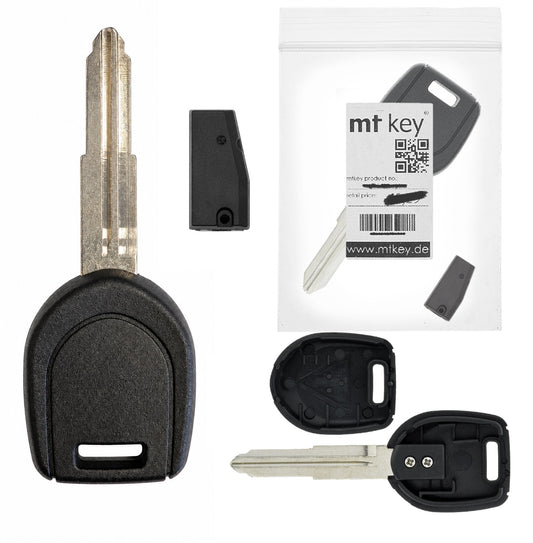 Auto Zünd Schlüssel Rohling MIT11R + ID46 Transponder kompatibel mit Mitsubishi ASX I 10-15 Eclipse IV Galant 04-12 Grandis I-Miev Lancer VIII Mirage 12-14 Outlander II III CW0 Peugeot 4007 07-12 Ion