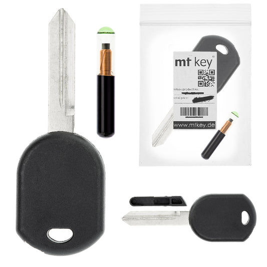 MT-KEY Auto Zünd Schlüssel Rohling FO38R + ID60 80 Bit T7 Glas Transponder Wegfahrsperre kompatibel mit Ford Escape II 01-04 Expedition II 03-06 Thunderbird 01-05 Mazda Tribute 00-06