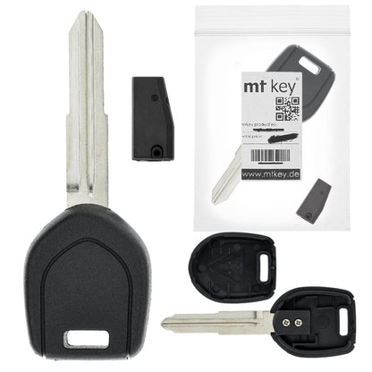 MT-KEY Auto Zünd Schlüssel Rohling MIT11R + ID61 Transponder kompatibel mit Mitsubishi Lancer Cs0 03-06 Montero Io 00-06 Outlander Cu0W 04-06 Pajero Io 99-04 Pajero Pinin 99-04 Shogun Pinin 99-04