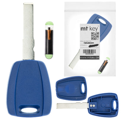 Auto Zünd Schlüssel Rohling Blau SIP22 + ID48 Transponder kompatibel mit Alfa Romeo 147 156 932 03-06 GT 03-10 Fiat Bravo 198 Doblo 06-11 Doblo 223 Ducato II 244 -08 Idea -10 Stilo -08 Peugeot Boxer