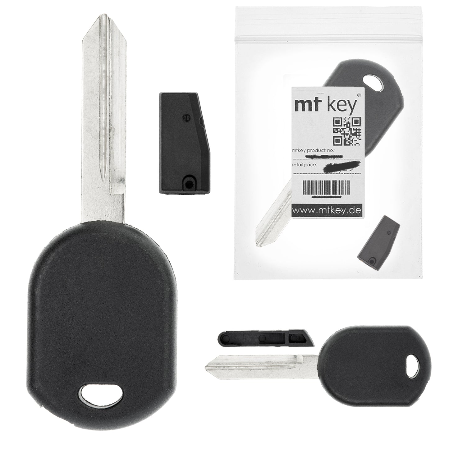 MT-KEY Auto Zünd Schlüssel Rohling FO38R + ID63 80 BIT Transponder kompatibel mit Ford Escape II 05-12 Eer IV 08-12 F-250 04-11 FIVe Hundred 05-07 Flex 08-12 Freestar 04-07 Freestyle D219 05-07