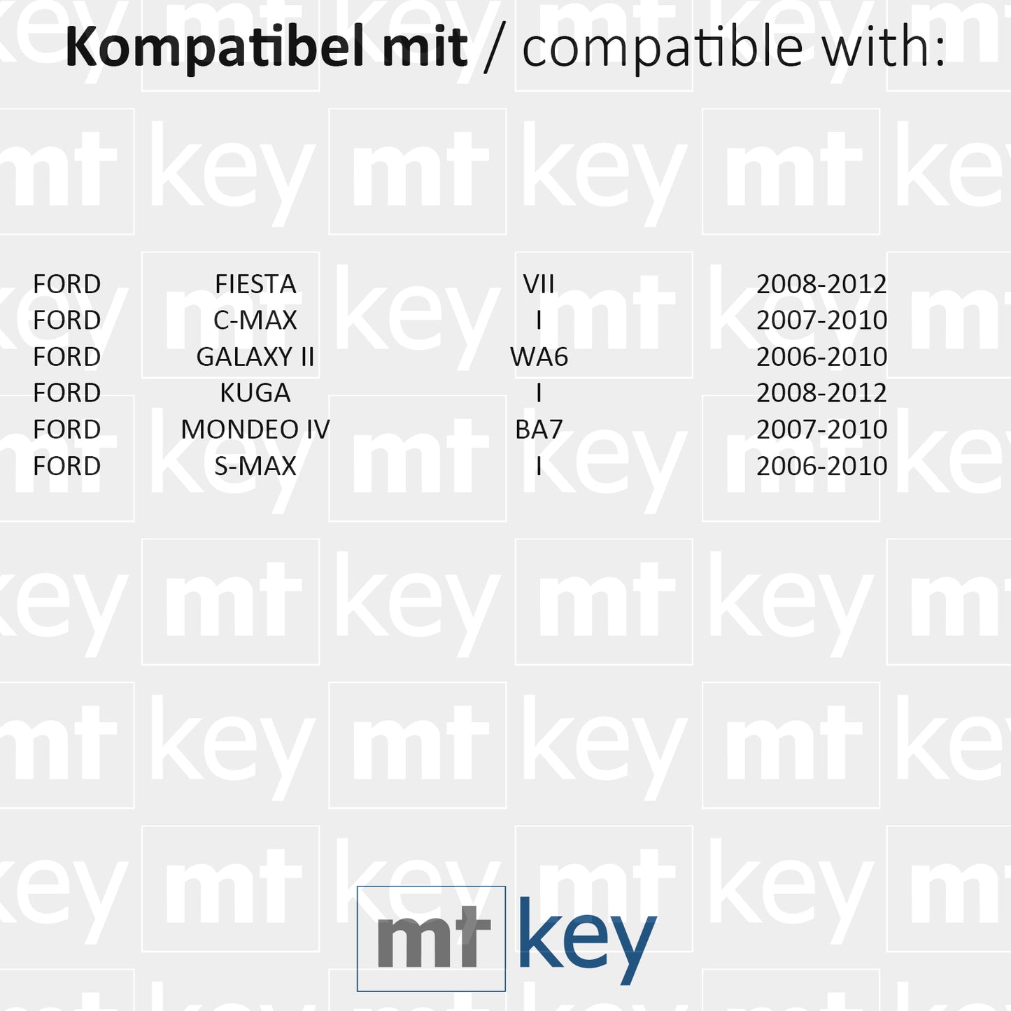 MT-KEY Funk Schlüssel 434MHZ kompatibel mit Ford Fiesta VII 08-12 C-MAX I 07-10 Galaxy II 06-10 Kuga I Mondeo IV 07-10 S-MAX I 06-10 Klappschlüssel
