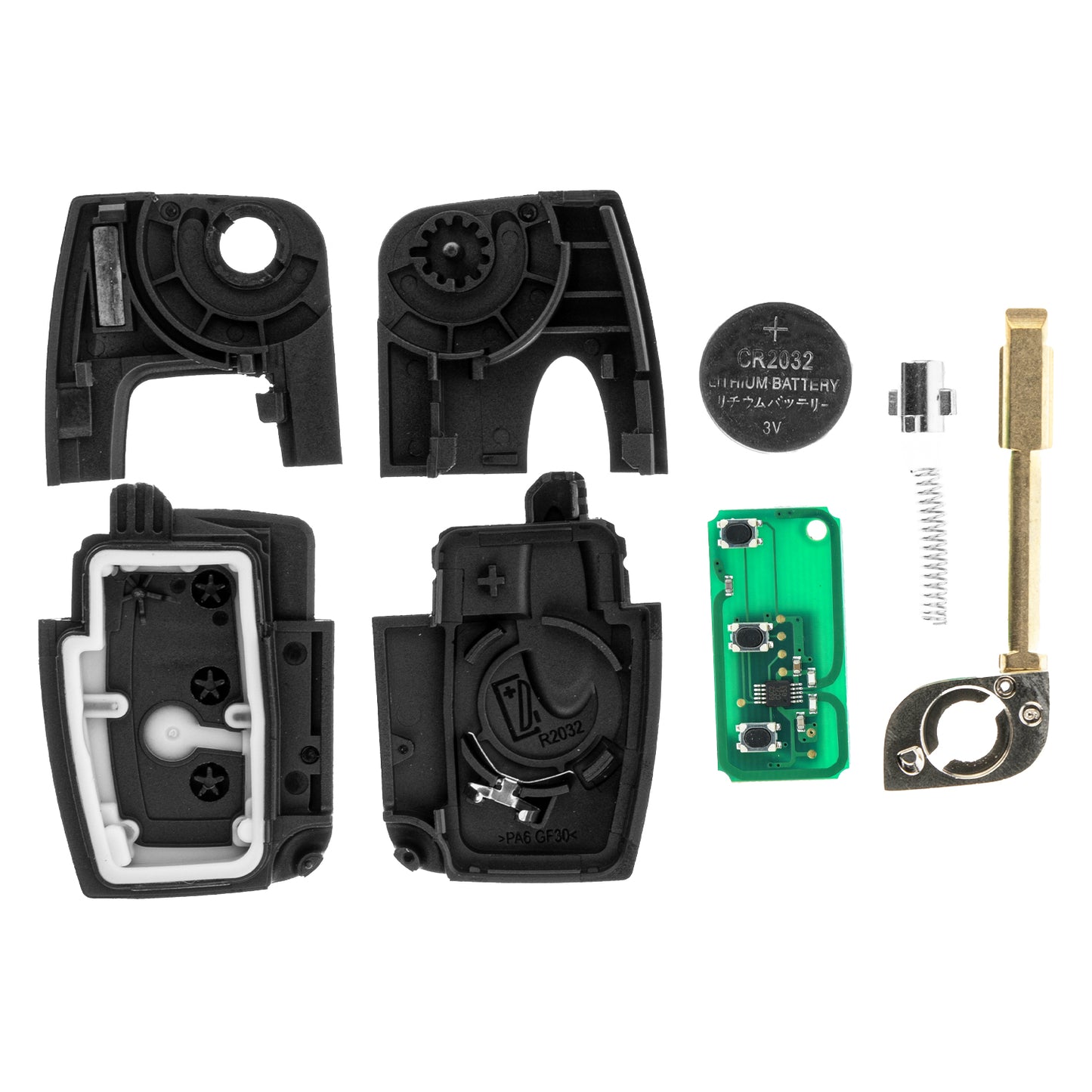 MT-KEY 3 Tasten Funk Schlüssel 434MHZ kompatibel mit Ford Transit Connect I -06 Focus I 98-04 Mondeo 01-07 Fiesta VII 08-12 433MHZ Klappschlüssel