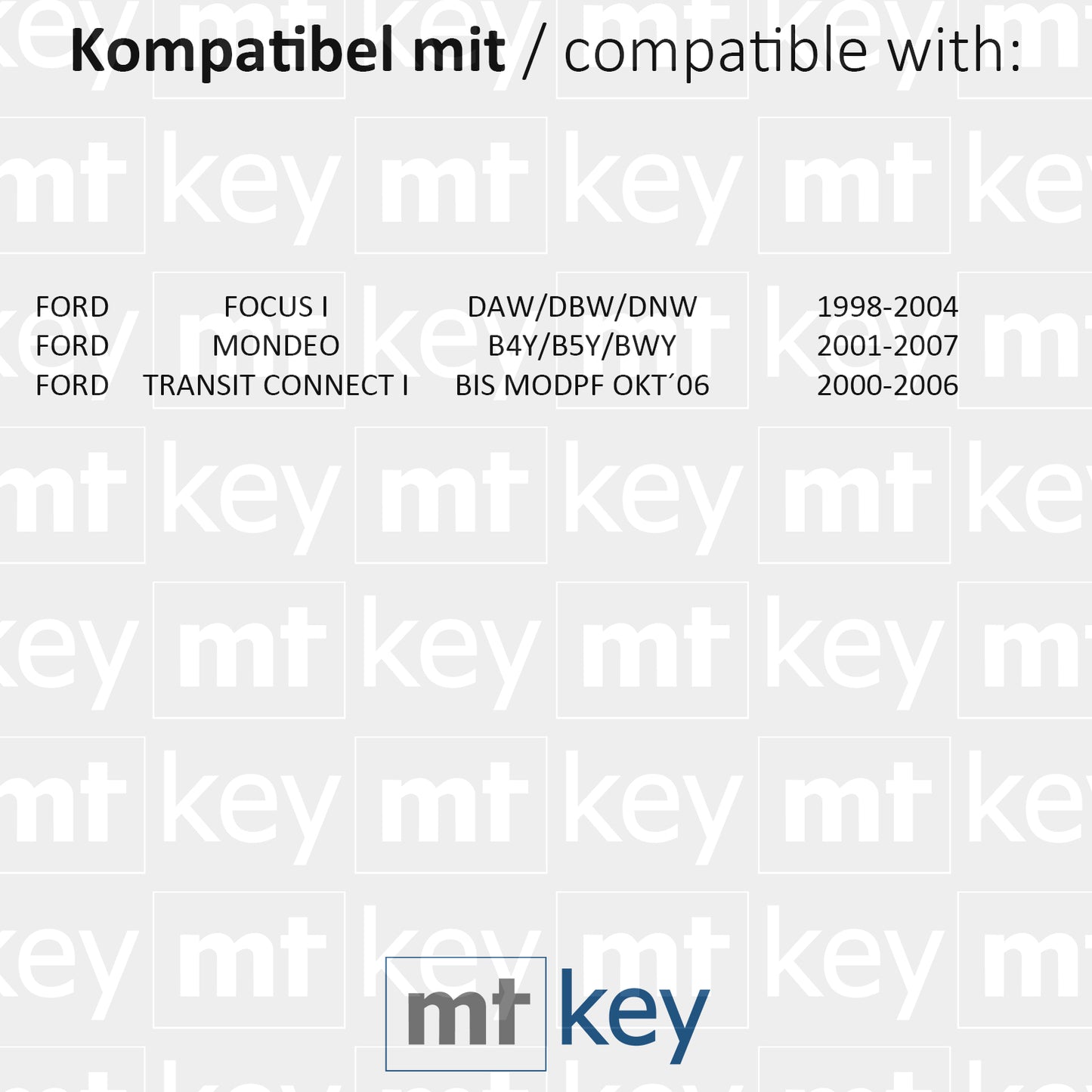 MT-KEY 3 Tasten Funk Schlüssel 434MHZ kompatibel mit Ford Transit Connect I -06 Focus I 98-04 Mondeo 01-07 Fiesta VII 08-12 433MHZ Klappschlüssel