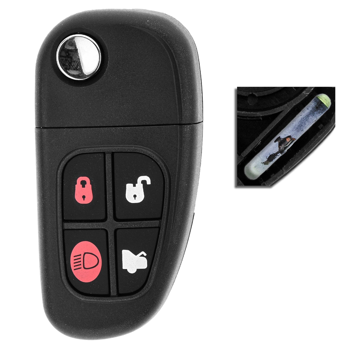 MT-KEY Funk Schlüssel 434MHZ kompatibel mit Jaguar X-Type X400 01-09 S-Type X200 99-07 XJ X350 X358 03-09 433MHZ Klappschlüssel