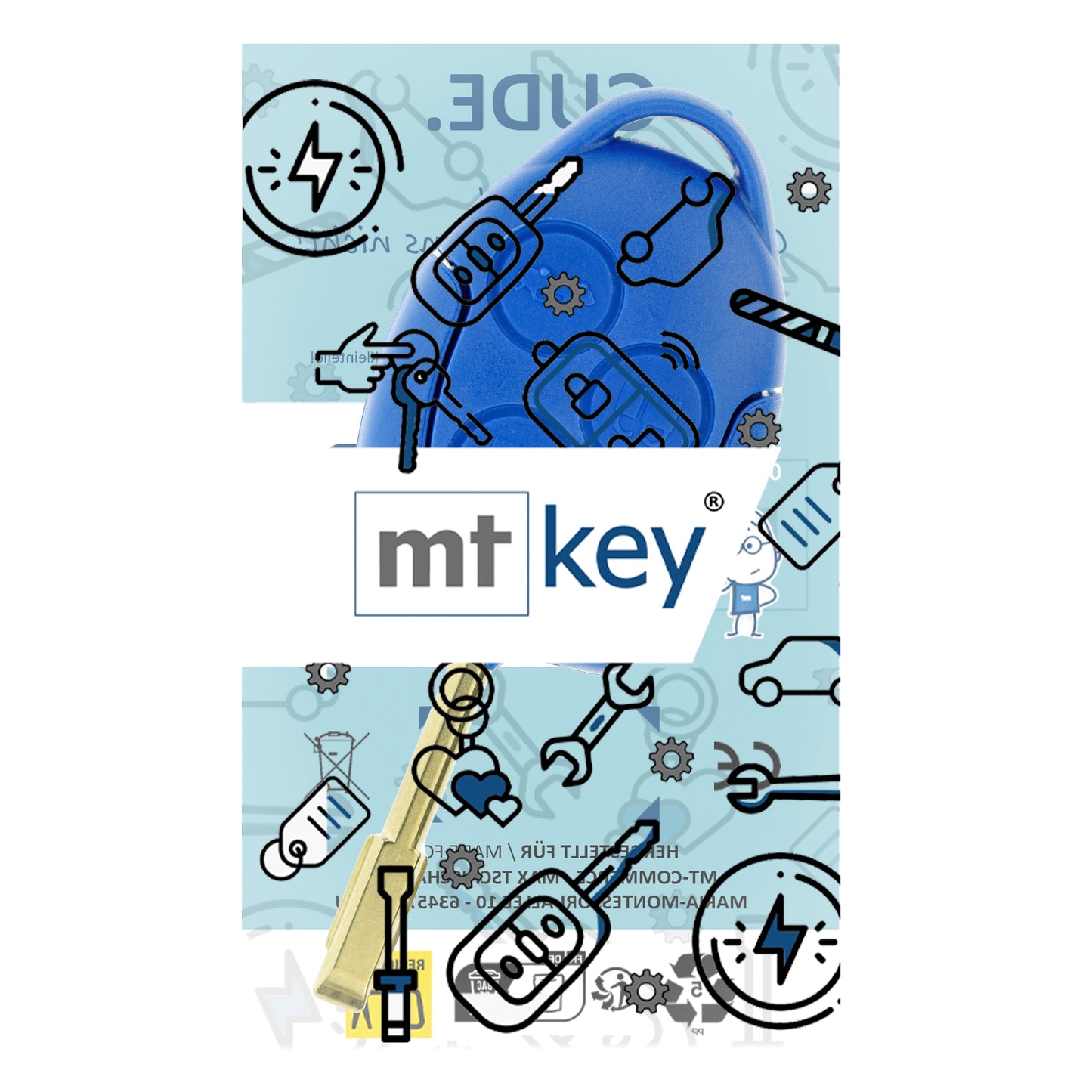 MT-KEY 3 Tasten Funk Schlüssel Fernbedienung 434MHZ kompatibel mit Ford Transit TT9 2006-2014 433MHZ Autoschlüssel