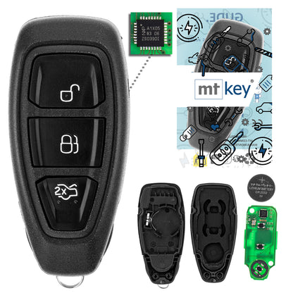 MT-KEY Funk Schlüssel 434MHZ kompatibel mit Ford B-MAX I C-MAX II EcoSport II Focus III Kuga II Fiesta 8 Galaxy III Mondeo V S-MAX II Fernbedienung
