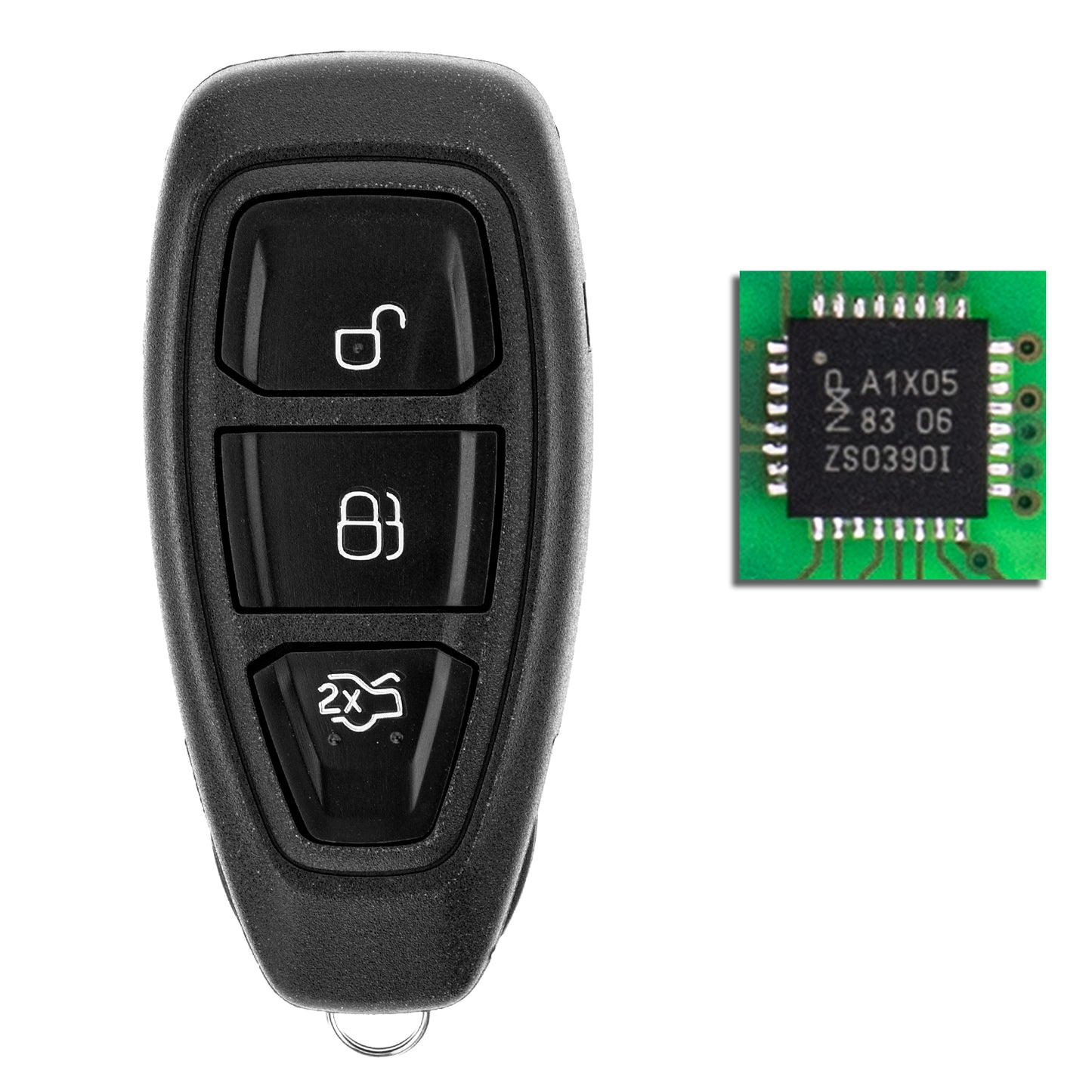 MT-KEY Funk Schlüssel 434MHZ kompatibel mit Ford B-MAX I C-MAX II EcoSport II Focus III Kuga II Fiesta 8 Galaxy III Mondeo V S-MAX II Fernbedienung