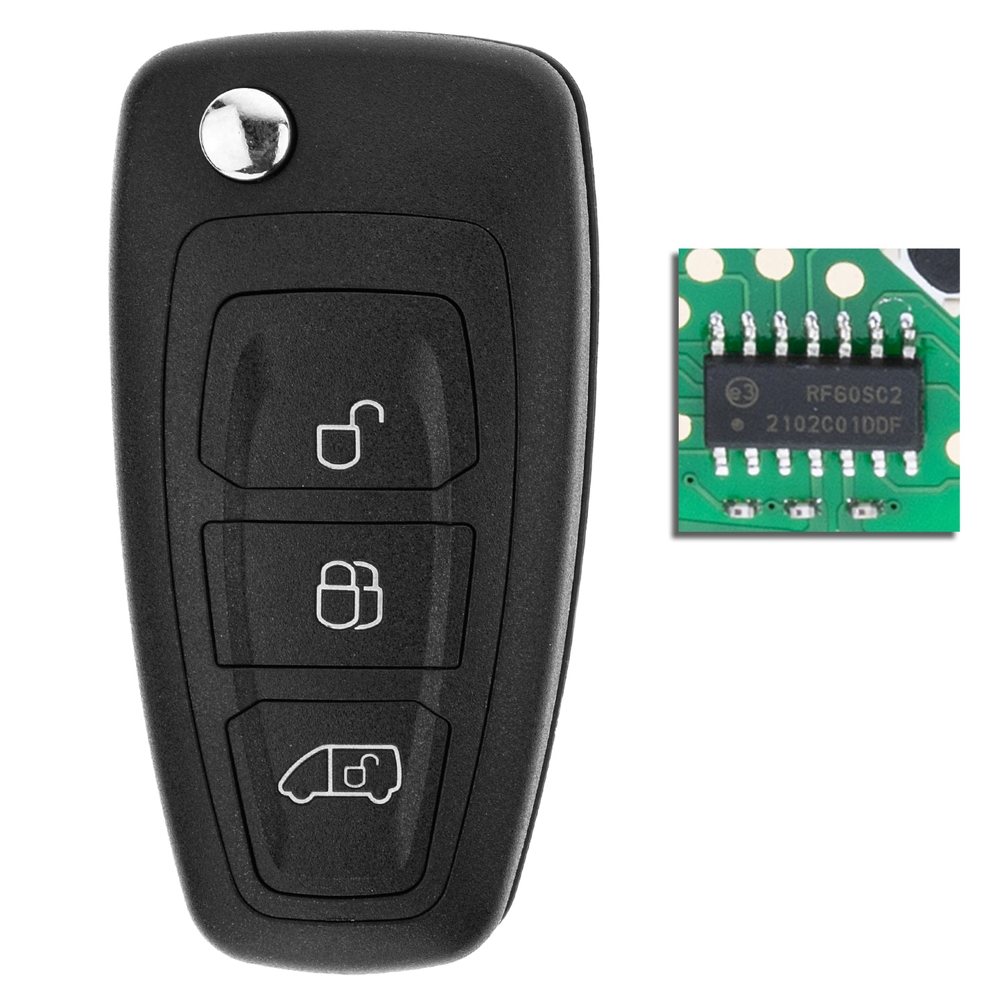 MT-KEY Funk Schlüssel 434MHZ kompatibel mit Ford Transit / Tourneo (vor Facelift) Connect II 13-16 Courier I 14-18 Custom I 12-17 Autoschlüssel