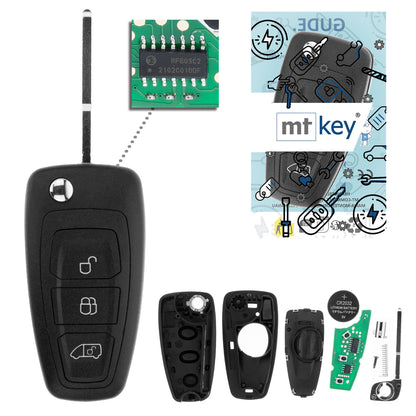 MT-KEY Funk Schlüssel 434MHZ kompatibel mit Ford Transit Custom Connect Tourneo V363 Wohnmobil Westfalia Nugget Sunlight Cliff LMC Innovan Weinsberg