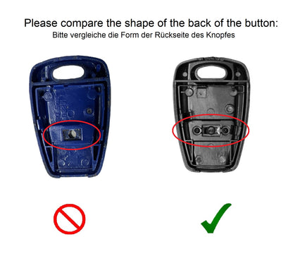 Auto Schlüssel Tasten Set 2X Taste Gummi kompatibel mit 1 Tasten FIAT Funk Schlüssel Schwarz