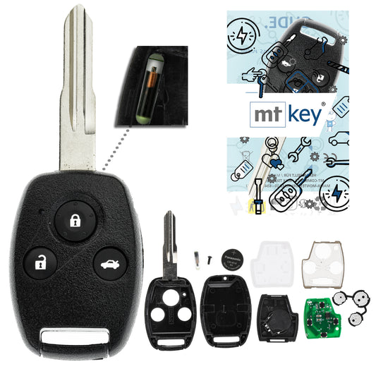 MT-KEY 3 Tasten Funk Schlüssel 434MHZ kompatibel mit Honda Accord VII 2.3L 02-07 CR-V II RD 2.3L 01-06 Odyssey 2.3L 03-08 Autoschlüssel