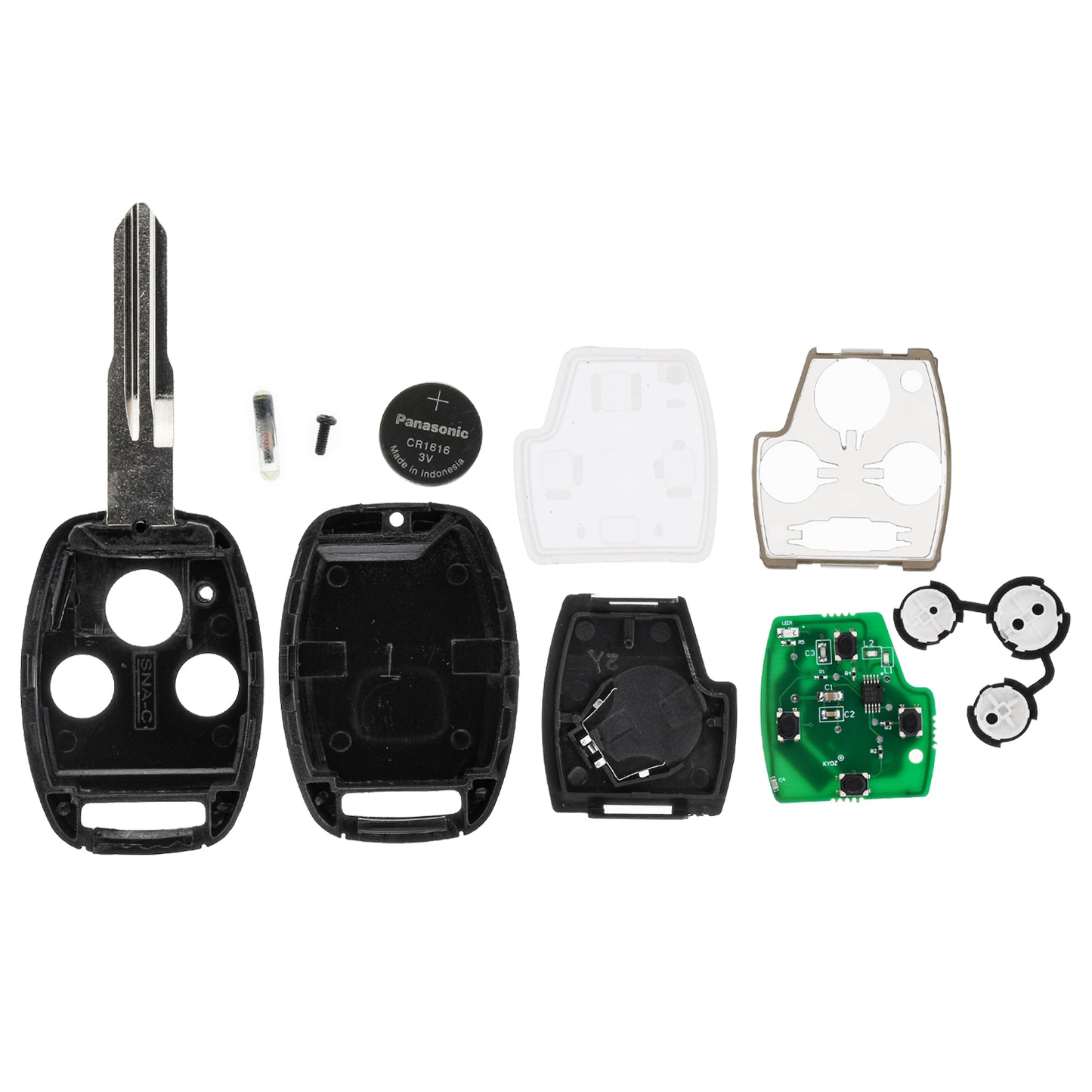 MT-KEY 3 Tasten Funk Schlüssel 434MHZ kompatibel mit Honda Accord VII 2.3L 02-07 CR-V II RD 2.3L 01-06 Odyssey 2.3L 03-08 Autoschlüssel