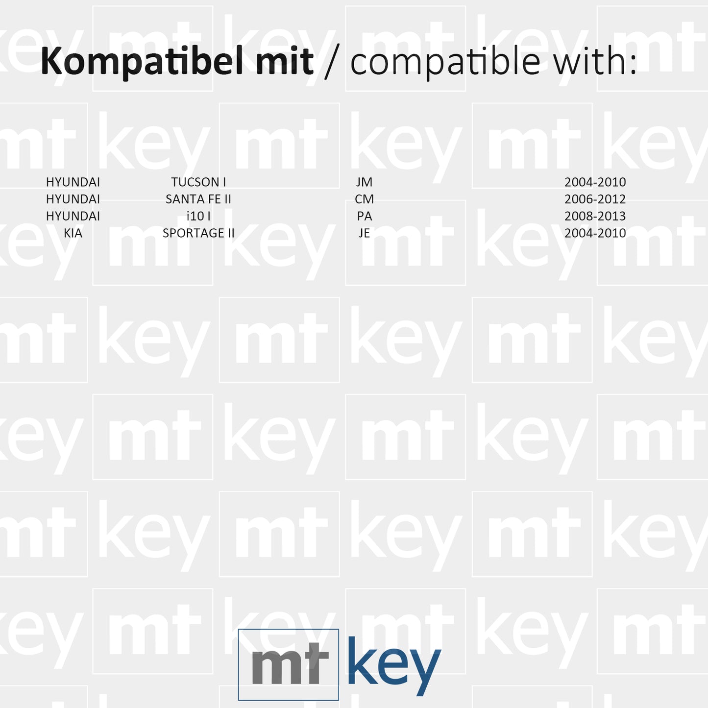 MT-KEY Funk Fernbedienung Sender 434MHZ kompatibel mit Hyundai Tucson I JM Santa Fe II CM i10 I PA Kia Sportage II JE 04-10 433MHZ Funkschlüssel