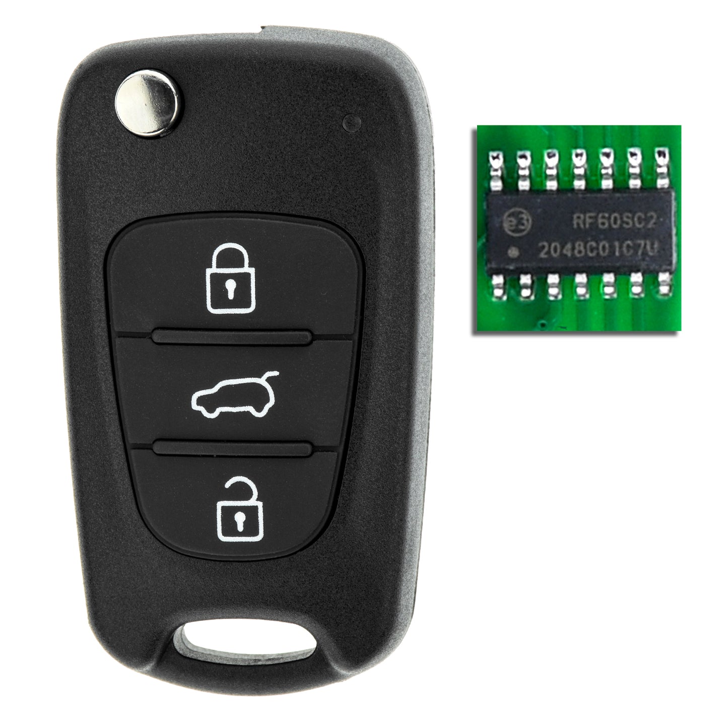 MT-KEY Funk Schlüssel 434MHZ kompatibel mit Hyundai iX35 EL 09-14 iX20 JC 10-19 i20 PB 08-12 i30 FD 07-11 433MHZ 3 Tasten Klappschlüssel