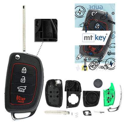 MT-KEY Funk Schlüssel 434MHZ kompatibel mit Hyundai Tucson II EL 09-13 iX35 I EL 09-14 i30 FD 07-11 433MHZ Klappschlüssel