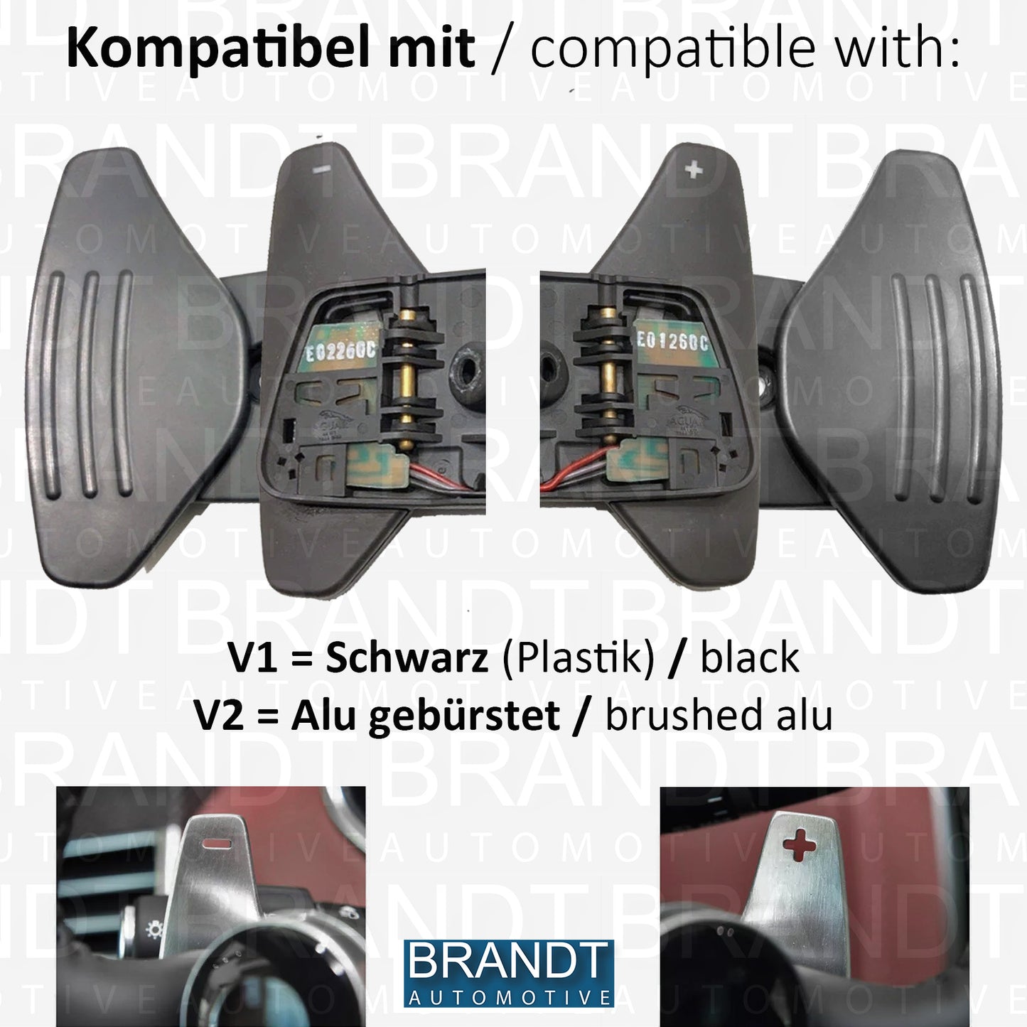 BRANDT Schaltwippen ALU Schwarz kompatibel mit LAND ROVER Discovery Sport L550 Range Rover Evoque L538 L551 Discovery IV V Range Rover Sport II L494