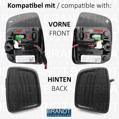 BRANDT Schaltwippen Verlängerung ALU SCHWARZ kompatibel mit AUDI A1 GB A3 8V 8Y S3 A4 B9 8W A5 S5 F5 Q2 GA SQ2 Q3 F3 Q5 SQ5 FY Q7 SQ7 SQ8 Q8 4M TT TTS
