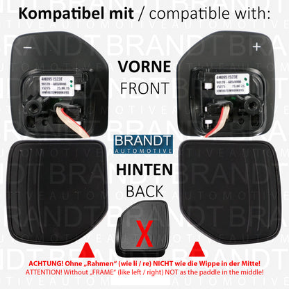 Schaltwippen ALU SCHWARZ kompatibel mit AUDI A1 8X A3 S3 8V A4 B8 R S4 A5 8T R S5 8F A6 C7 S6 RS6 A7 R S7 A8 D4 S8 Q3 8U Q5 8R SQ5 Q7 4L SEAT ALHAMBRA