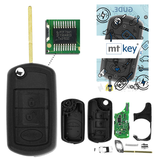MT-KEY Funk Schlüssel 434MHZ kompatibel mit Land Rover Discovery III Range Rover Sport 05-10 L320 Vogue 05-12 L322 433MHZ Klappschlüssel