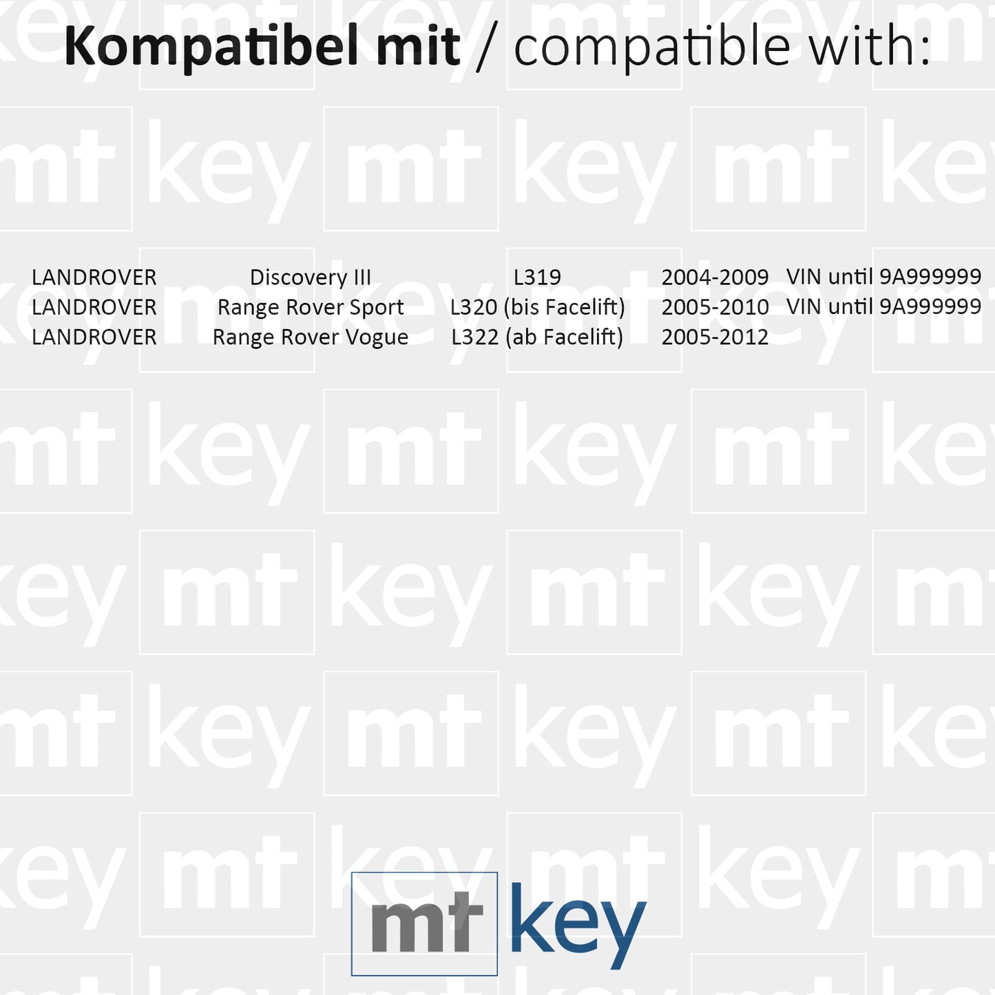 MT-KEY Funk Schlüssel 434MHZ kompatibel mit Land Rover Discovery III Range Rover Sport 05-10 L320 Vogue 05-12 L322 433MHZ Klappschlüssel