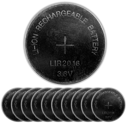 10X LIR2016 LITHIUM AKKU BATTERIE 3,6V 20mAH RECHARGEABLE LI-ION ersetzt CR2016