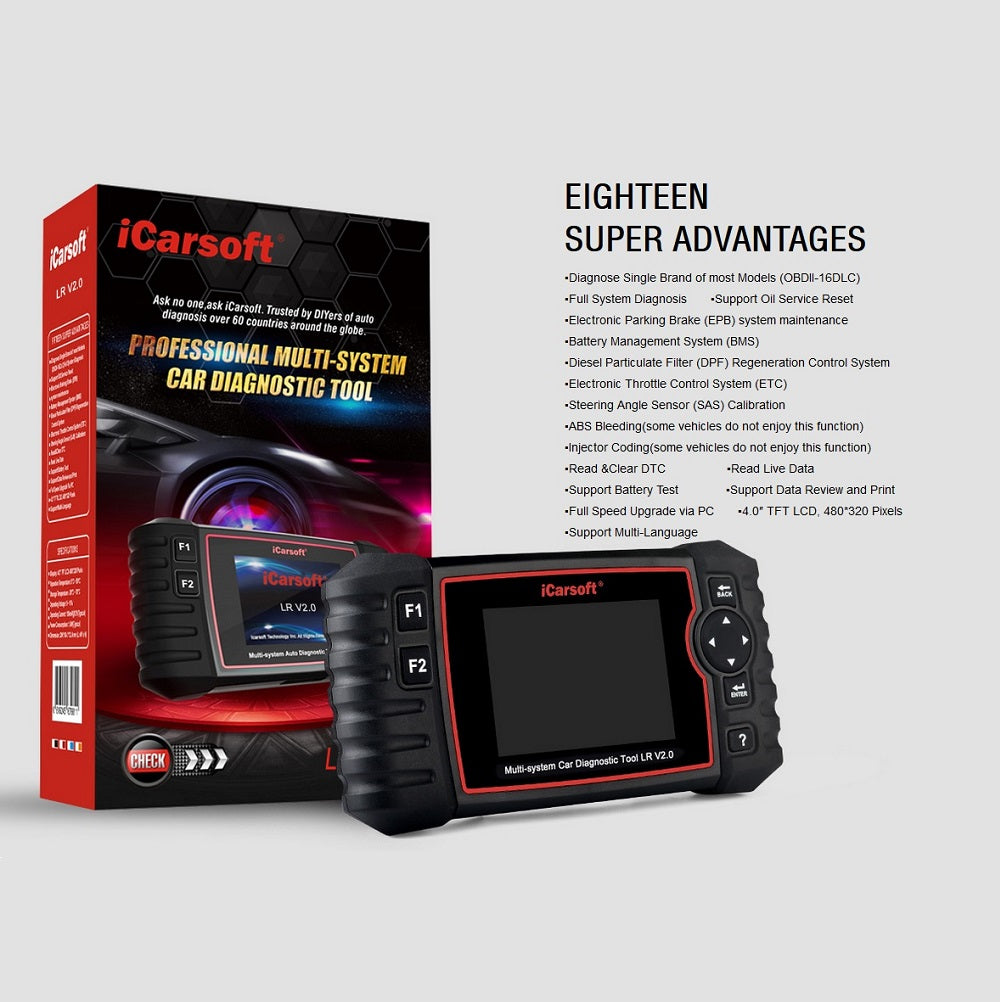 iCARSOFT OBD 2 Diagnosegerät LR V2.0 KFZ-Scanner für Land Rover & Jaguar