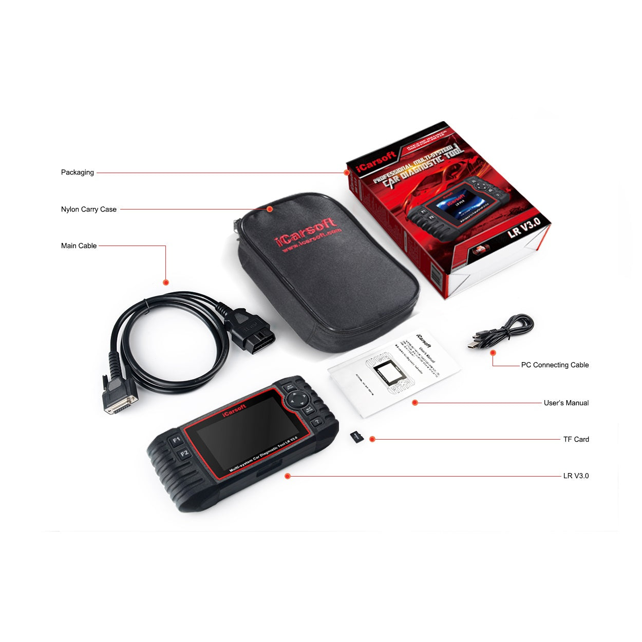 DIAGNOSEGERÄT iCARSOFT LR V3.0 für Land Rover Jaguar OBD Scanner Online Updates DEUTSCH