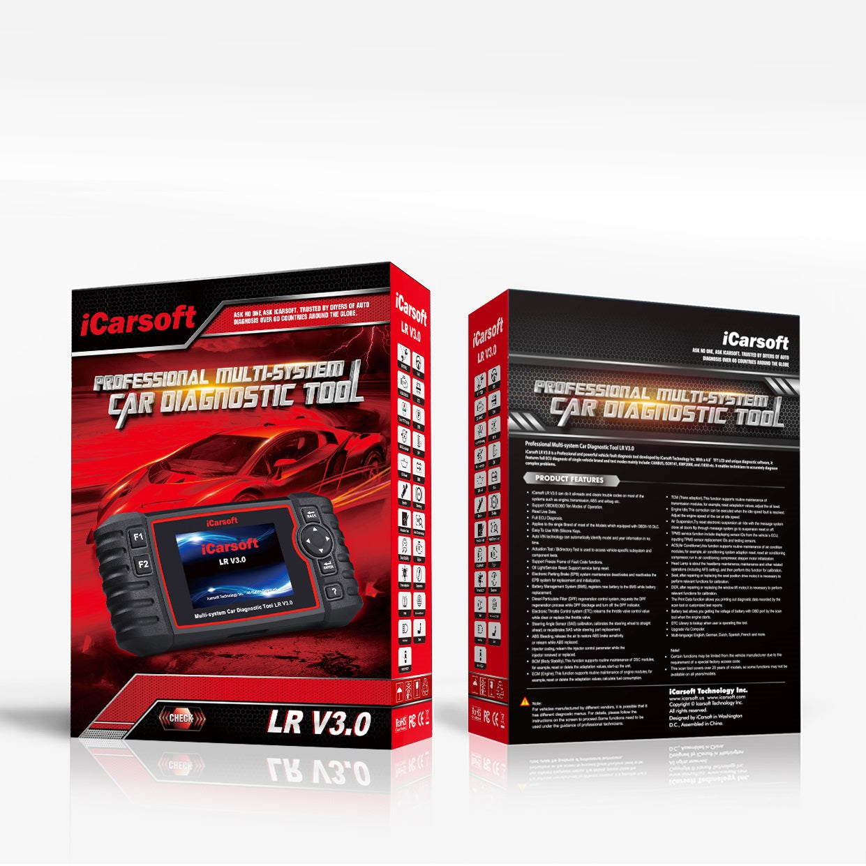iCARSOFT OBD2 DIAGNOSEGERÄT UNIVERSAL SCANNER CR PRO+ PLUS kompatibel mit VW BMW Mercedes Opel uvw. inkl. kostenlose Updates