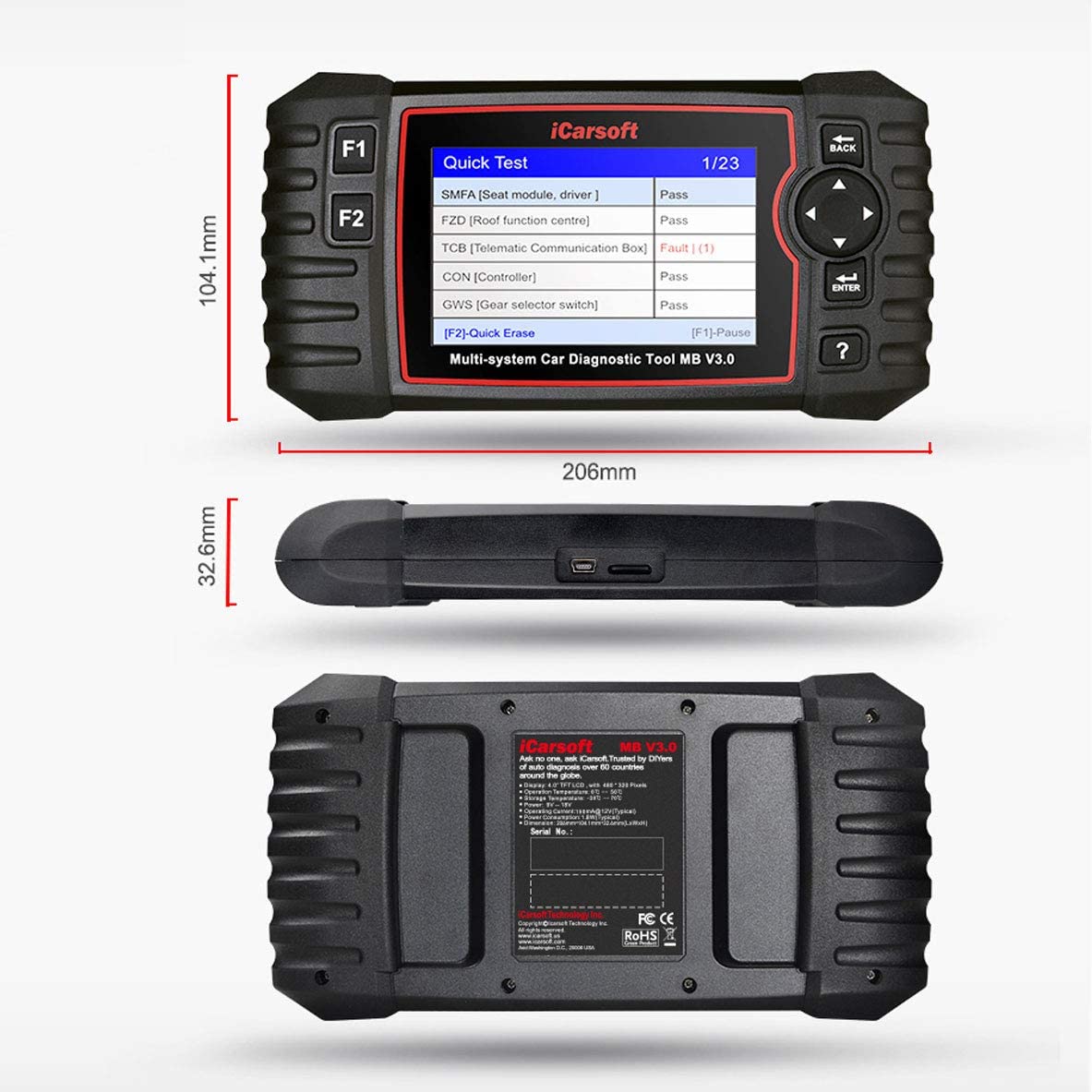 DIAGNOSEGERÄT iCARSOFT MB V 3.0 für Mercedes Scanner Online Service DEUTSCH