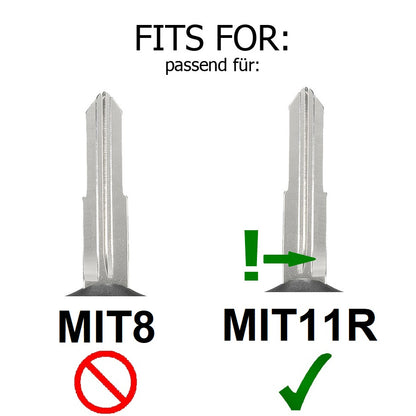 Auto Schlüssel Funk Fernbedienung 1x Gehäuse 3 Tasten + 1x Rohling MIT11R + 1x CR1616 Batterie kompatibel mit Mitsubishi