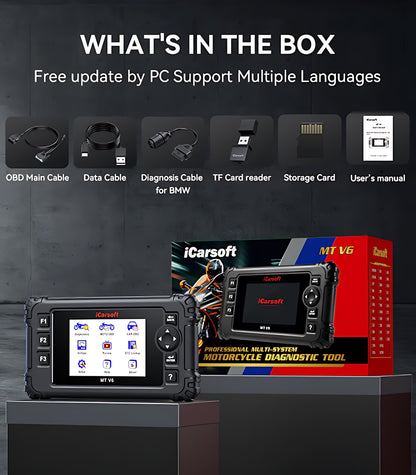 OBD2 Diagnosegerät Scanner iCarsoft MT V6 für BMW Motorräder inkl. Adapter & kostenlose Updates