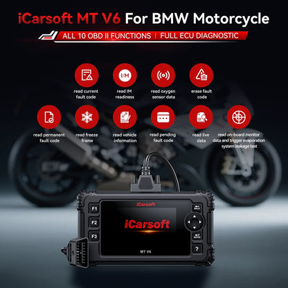 OBD2 Diagnosegerät Scanner iCarsoft MT V6 für BMW Motorräder inkl. Adapter & kostenlose Updates